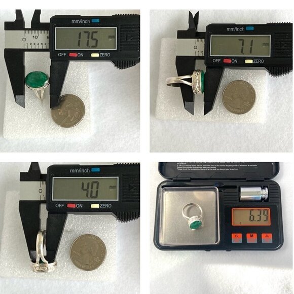 Sterling Silver 925 Oval Bezel Set Faceted Green Jadeite Split Shank Ring Sz 8.5 - Picture 10 of 16